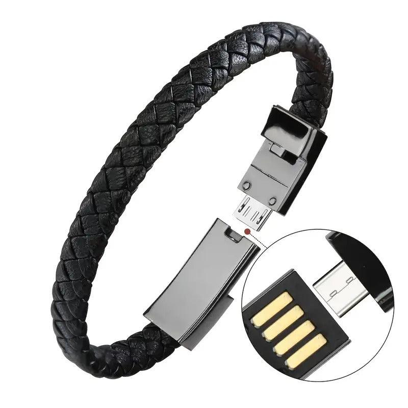 Pulseira Cabo de Carregamento USB - Cabo de Carregamento de Dados para iPhone e Samsung - ORIENTE PRIME