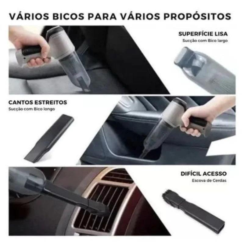 Aspirador Sem Fio 3 Em 1 Para Carro Bivolt 9000Pa Mini De Pó Casa E De Uso Duplo