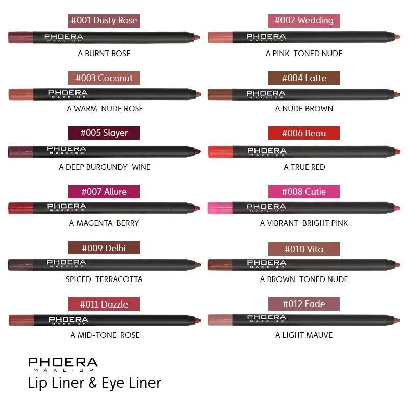 Lápis impermeável, Delineador Labial, batom de contorno vermelho sexy, copo antiaderente duradouro, maquiagem de lábios hidratantes, cosmético, 12 cores - ORIENTE PRIME