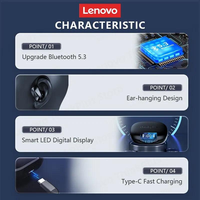 Fone Lenovo LP75 Bluetooth 5.3 TWS - LED Digital HiFi Stereo Gamer - ORIENTE PRIME