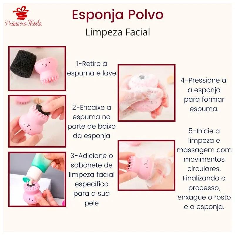 Massageador Facial Esfoliante, Polvo Esponja, Limpeza Facial - ORIENTE PRIME