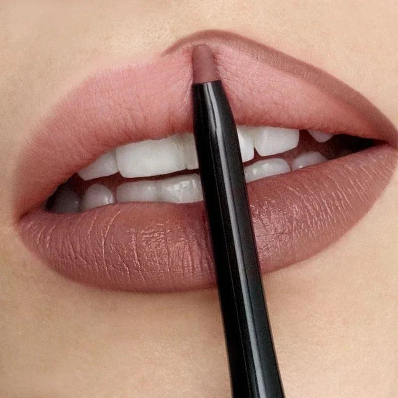 Lápis impermeável, Delineador Labial, batom de contorno vermelho sexy, copo antiaderente duradouro, maquiagem de lábios hidratantes, cosmético, 12 cores - ORIENTE PRIME