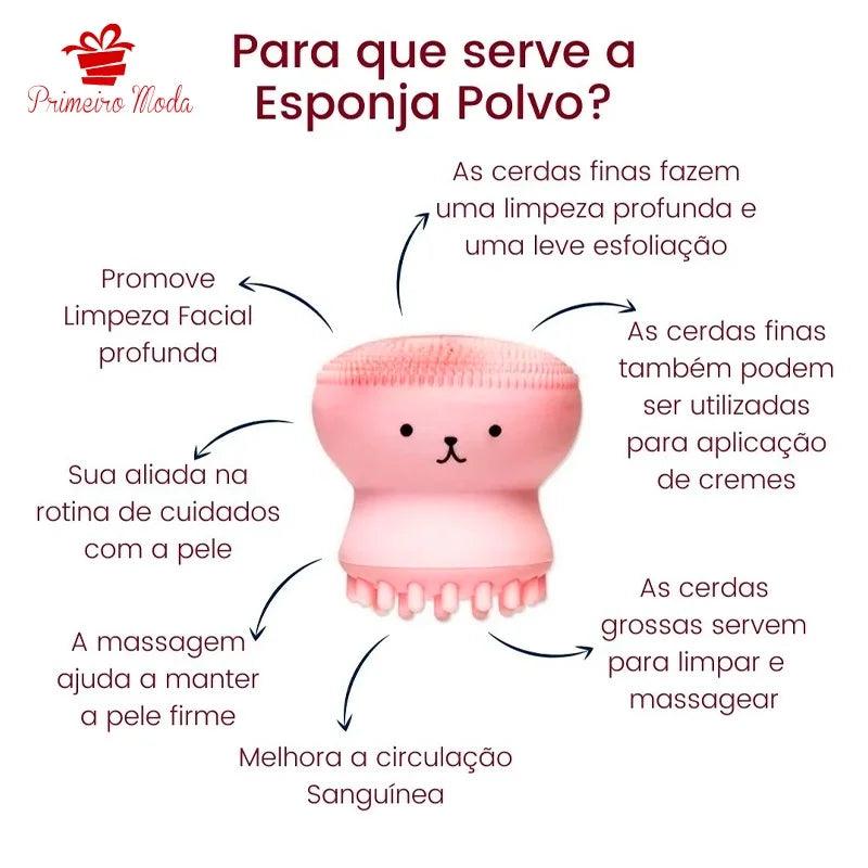 Massageador Facial Esfoliante, Polvo Esponja, Limpeza Facial - ORIENTE PRIME