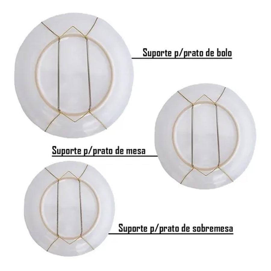 Suporte Gancho Mola Dourada Prato Decorativo Parede Pendurar - ORIENTE PRIME